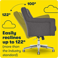 Ashland Home Office Desk Chair with Button Tufted Mid-Back, Memory Foam Cushion and Padded Arms, Mid Century Modern Vanity Armchair with Wheels for Bedroom, Chrome Metal Base, Dark Gray