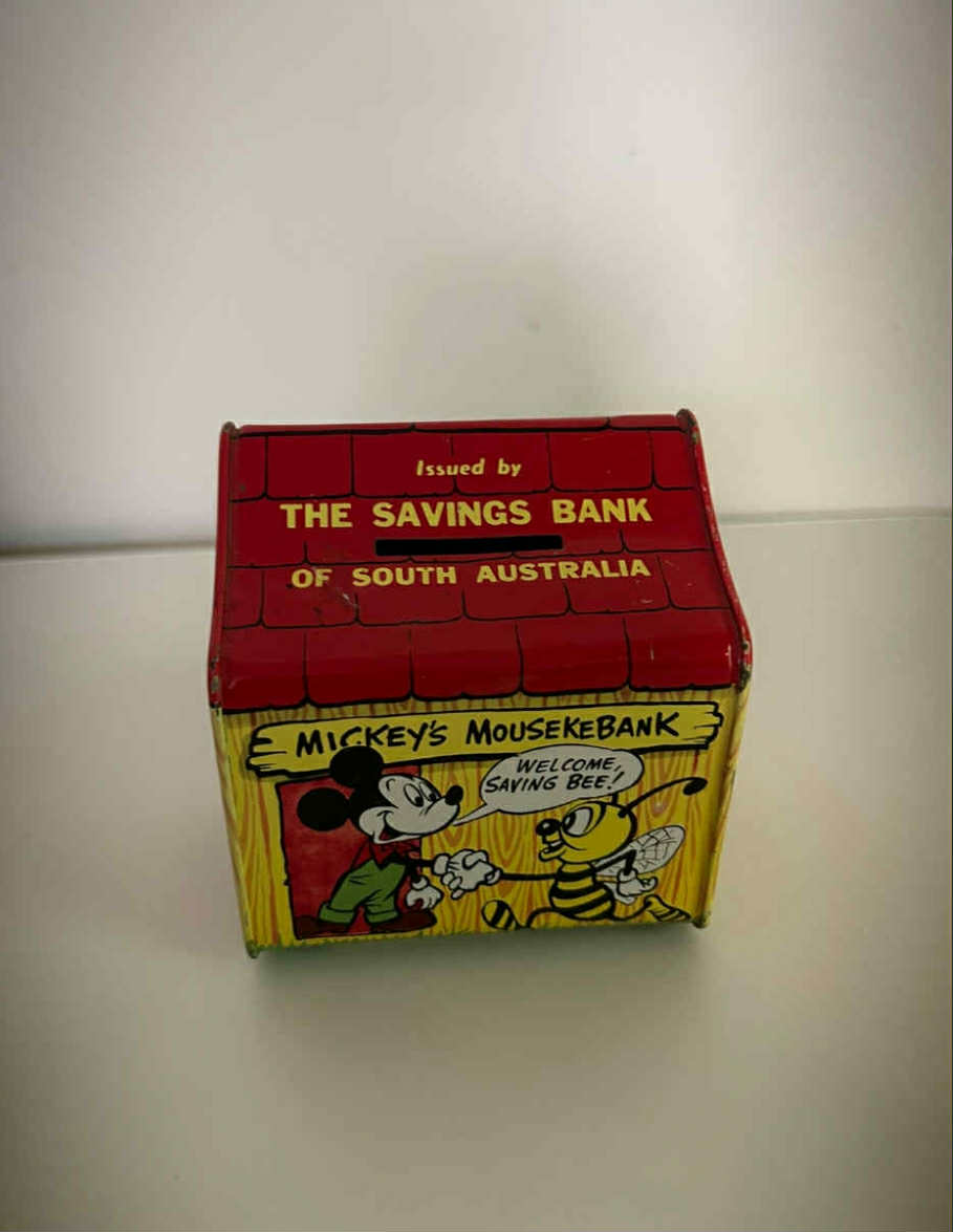 Mickey mouse money box tin