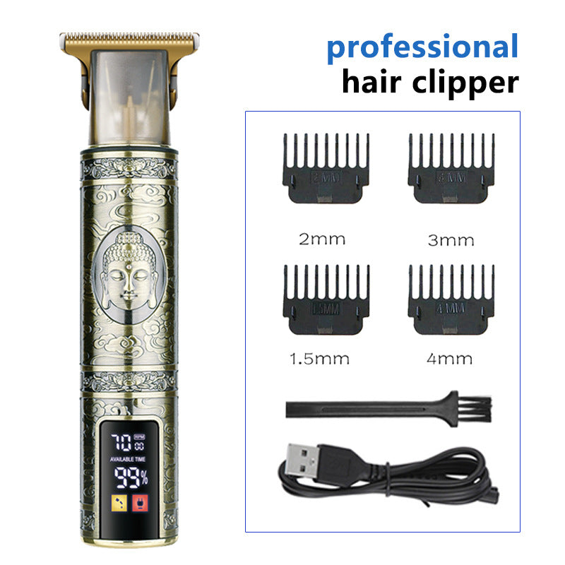 NNEDSZ Professional Buddha head Design Hair Clipper - Cordless Hair Trimmer with Digital Display, Adjustable Guards, and USB Charging